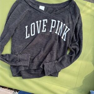 PINK Victoria's Secret Charcoal V-Neck Sweater